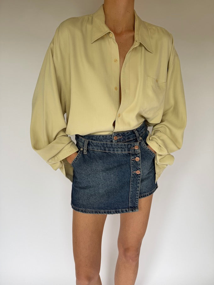 Vintage oversized silk shirt in butter 6060