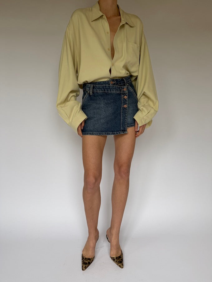 Vintage oversized silk shirt in butter 6060