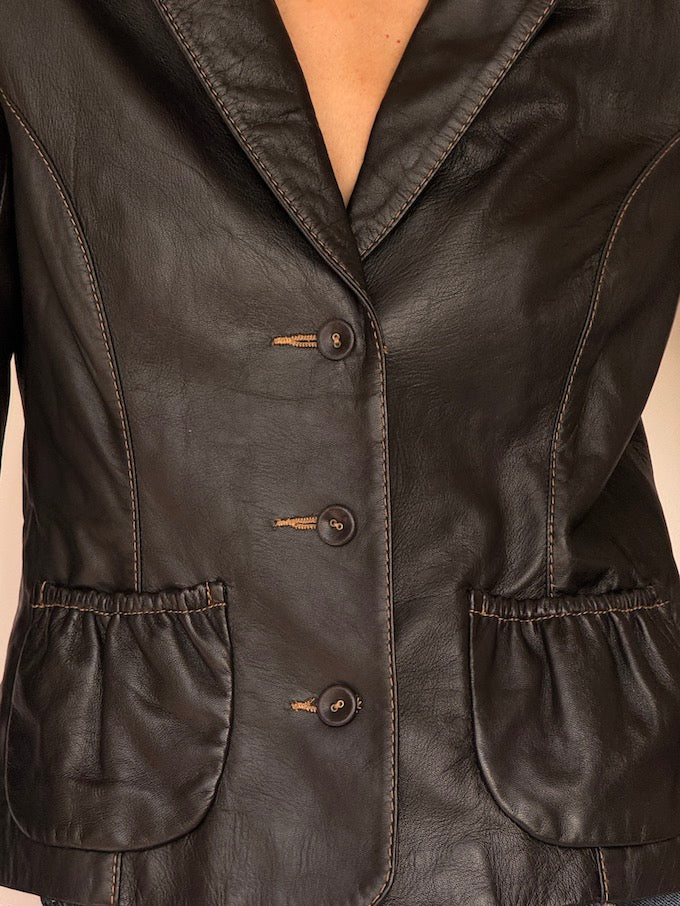 Vintage Leather Blazer Black 6620