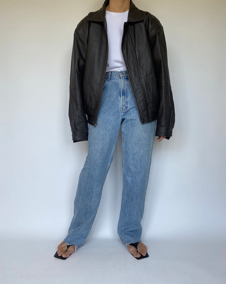 VINTAGE BROWN BOXY LEATHER JACKET 3380