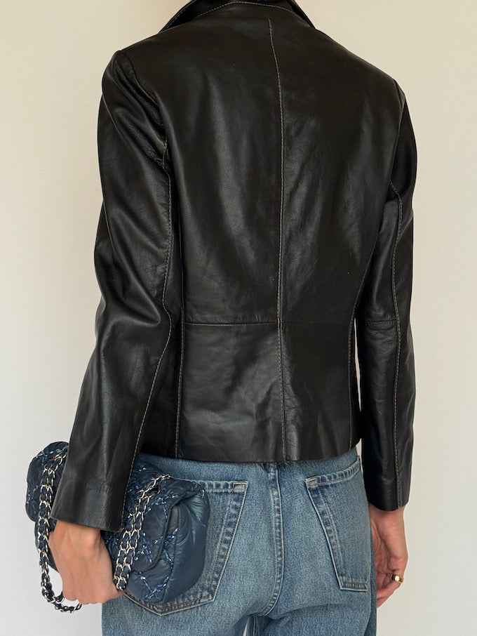 Vintage Leather Blazer Black 6620