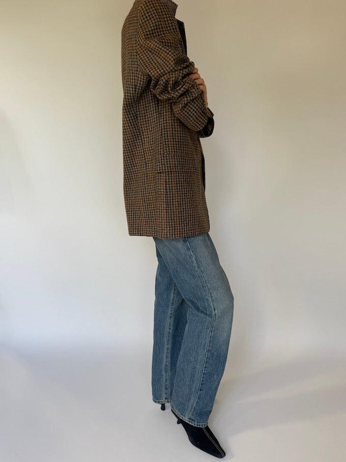 Vintage Houndstooth Blazer Brown 6018