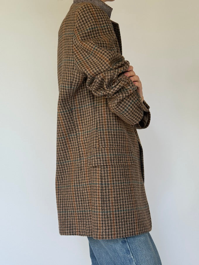 Vintage Houndstooth Blazer Brown 6018