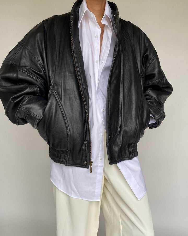 VINTAGE BEAUTIFUL BOXY LEATHER JACKET 633