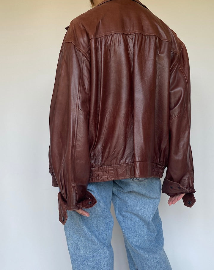 VINTAGE OVERSIZED BEAUTIFUL LEATHER JACKET 3382