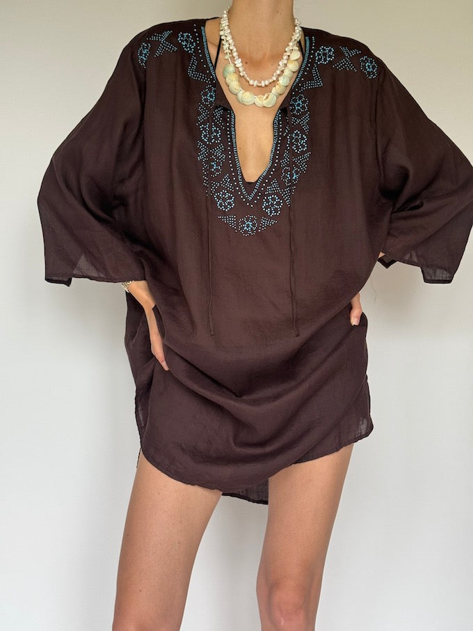 Vintage beach cover-up brown 6263