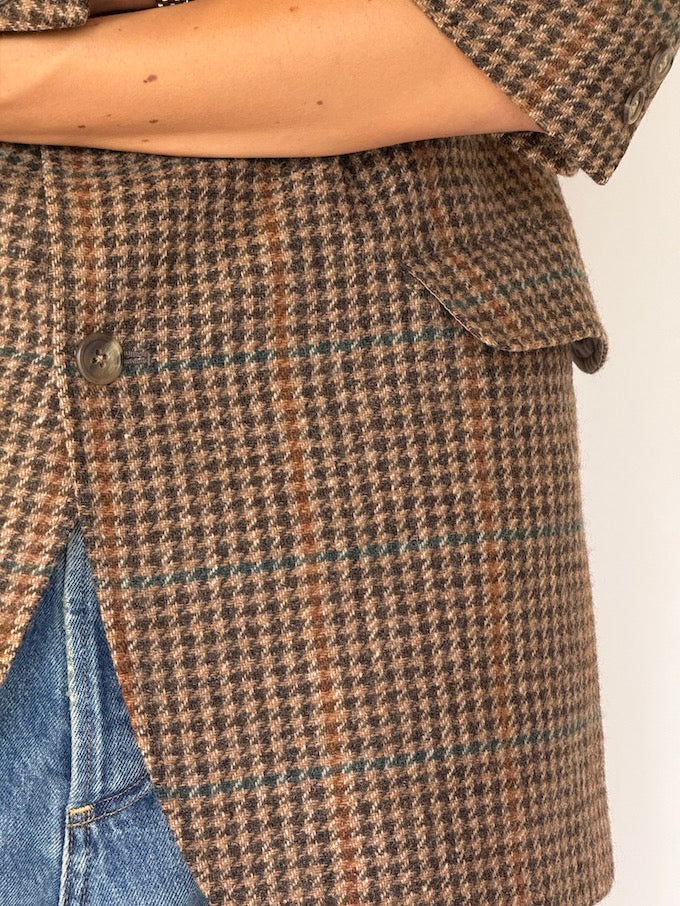 Vintage Houndstooth Blazer Brown 6018