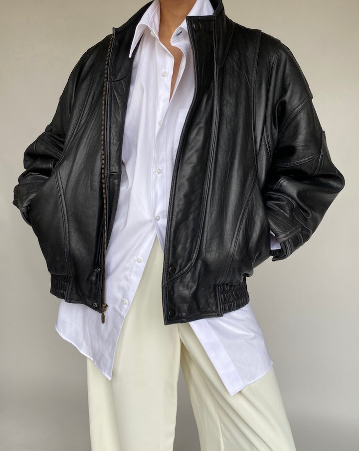 VINTAGE BEAUTIFUL BOXY LEATHER JACKET 633