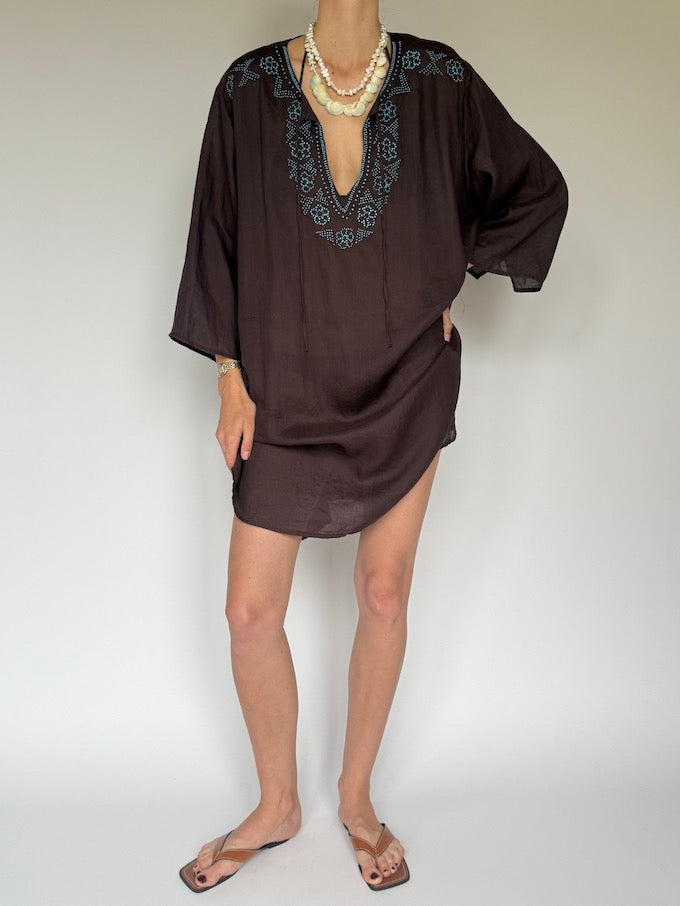 Vintage beach cover-up brown 6263