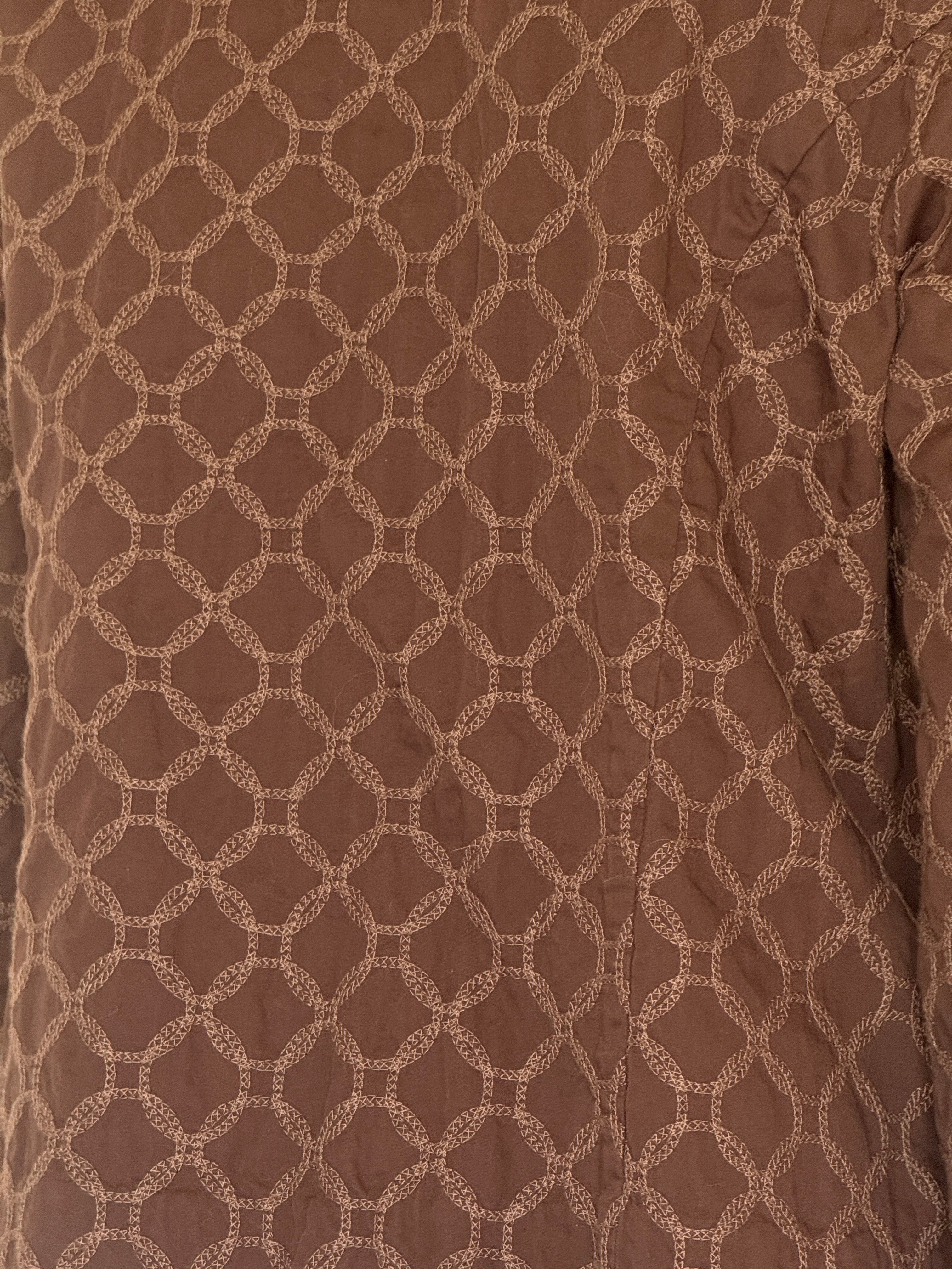 Vintage brown geometric embroidered jacket back view