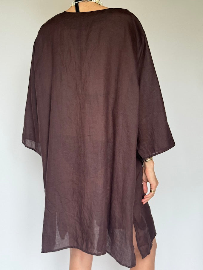 Vintage beach cover-up brown 6263