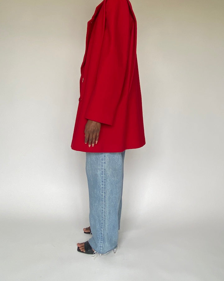 VINTAGE RED WOOL COAT 2336