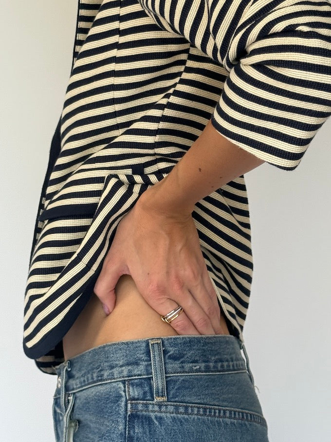 Vintage Navy & Cream Striped Blazer 6157