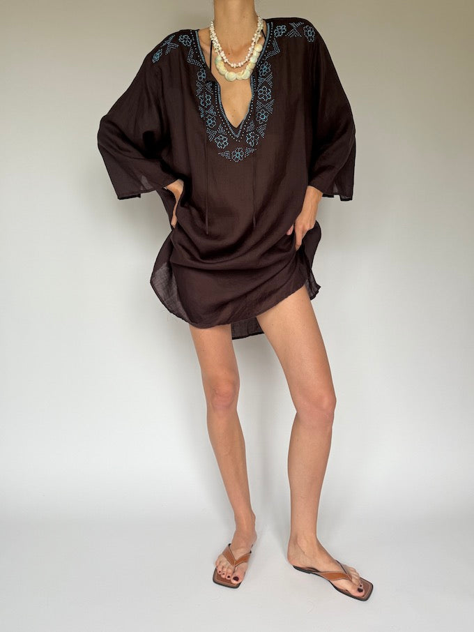 Vintage beach cover-up brown 6263