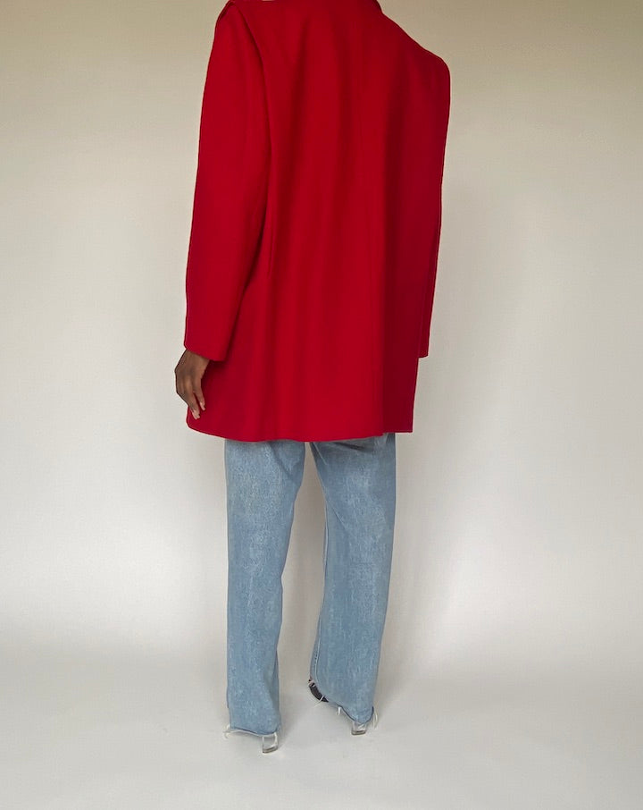 VINTAGE RED WOOL COAT 2336