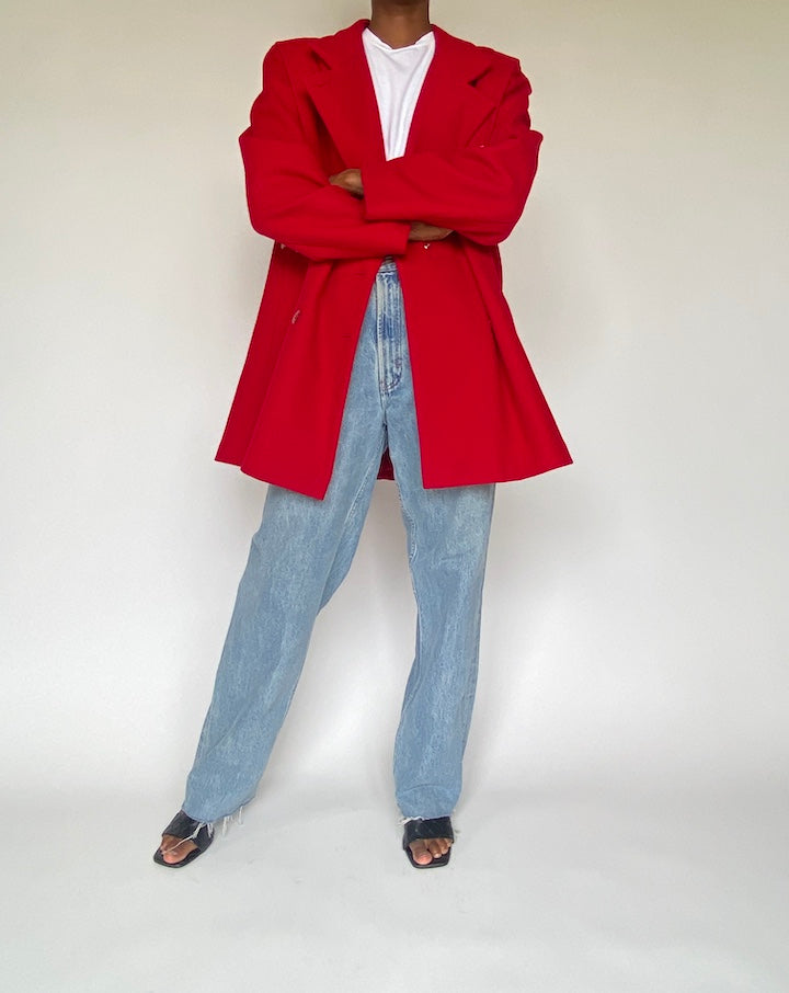 VINTAGE RED WOOL COAT 2336