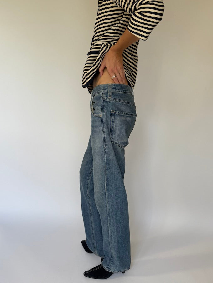 Vintage Navy & Cream Striped Blazer 6157