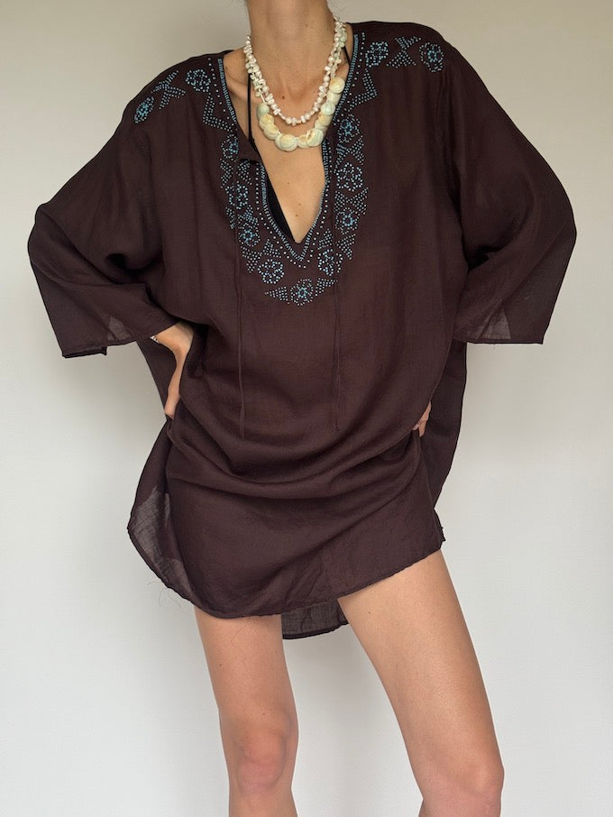 Vintage beach cover-up brown 6263
