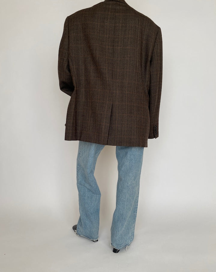 VINTAGE OVERSIZED BROWN RALPH LAUREN HOUNDSTOOTH BLAZER 4549