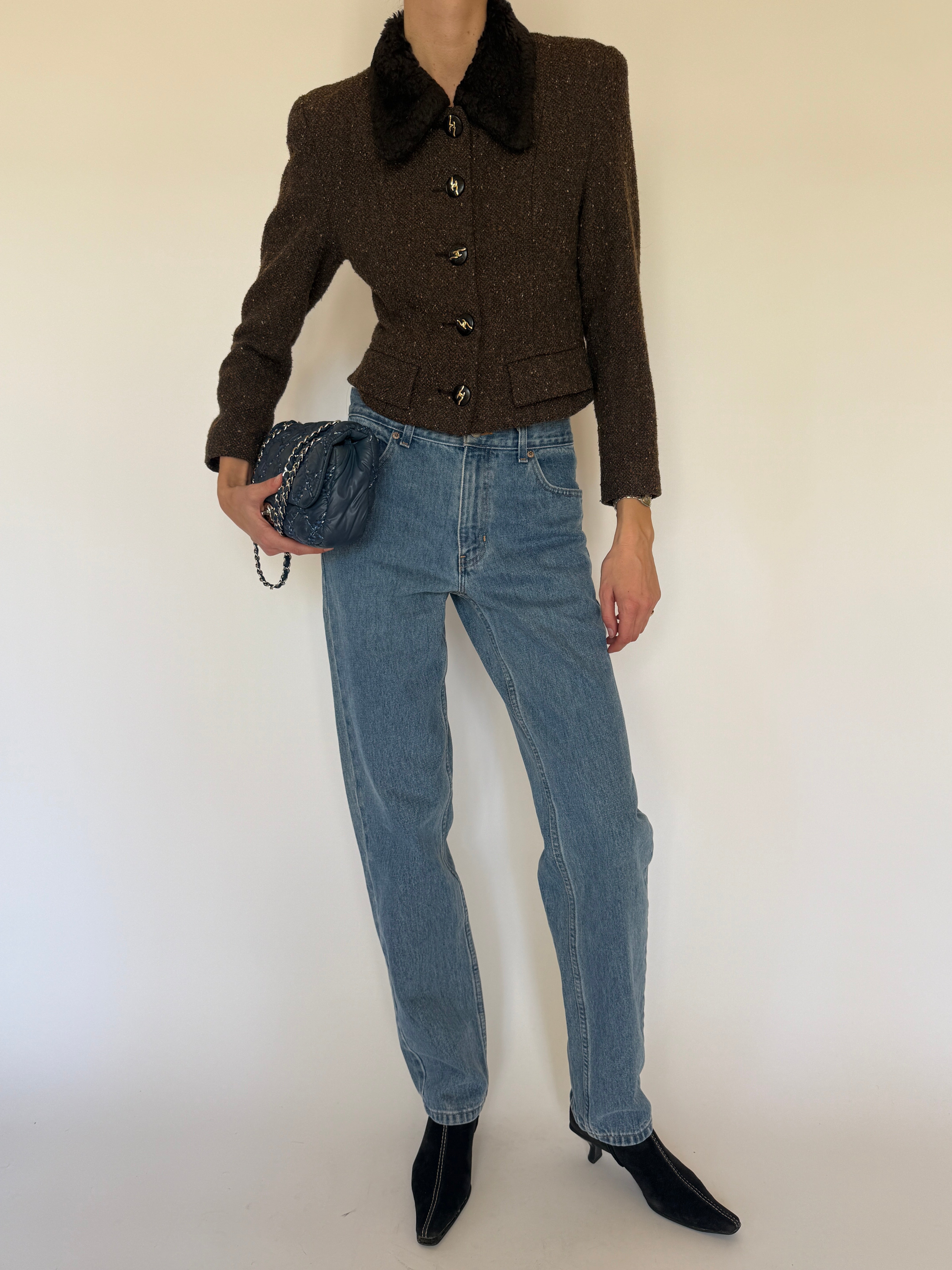 Vintage brown tweed jacket full outfit front view
