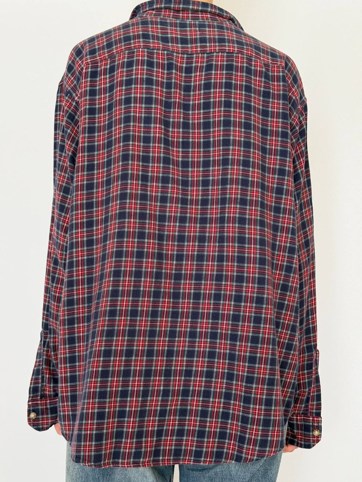 Back close-up plaid pattern and yoke