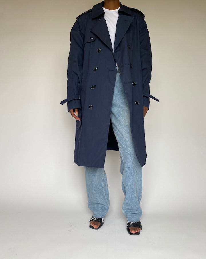 VINTAGE NAVY OVERSIZED TRENCH COAT 1942