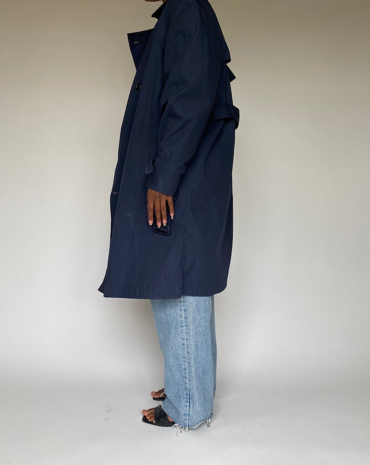 VINTAGE NAVY OVERSIZED TRENCH COAT 1942