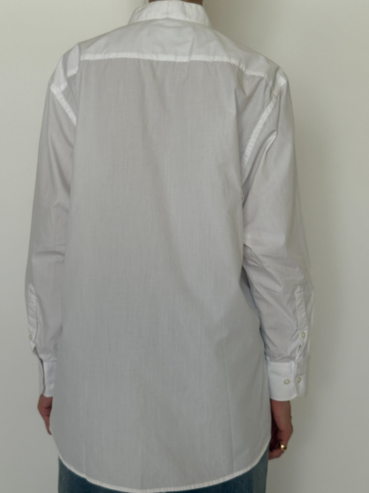 Back view of vintage white tuxedo shirt