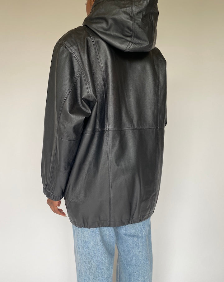 VINTAGE BLACK LEATHER JACKET 3050