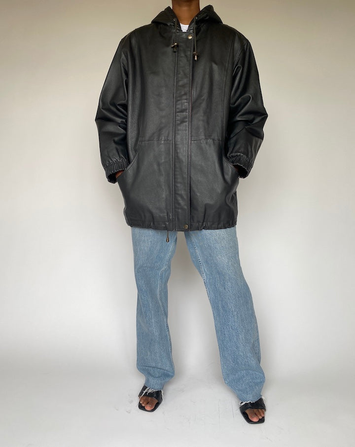 VINTAGE BLACK LEATHER JACKET 3050