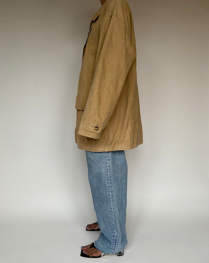 VINTAGE OVERSIZED BEIGE LEATHER JACKET 2872