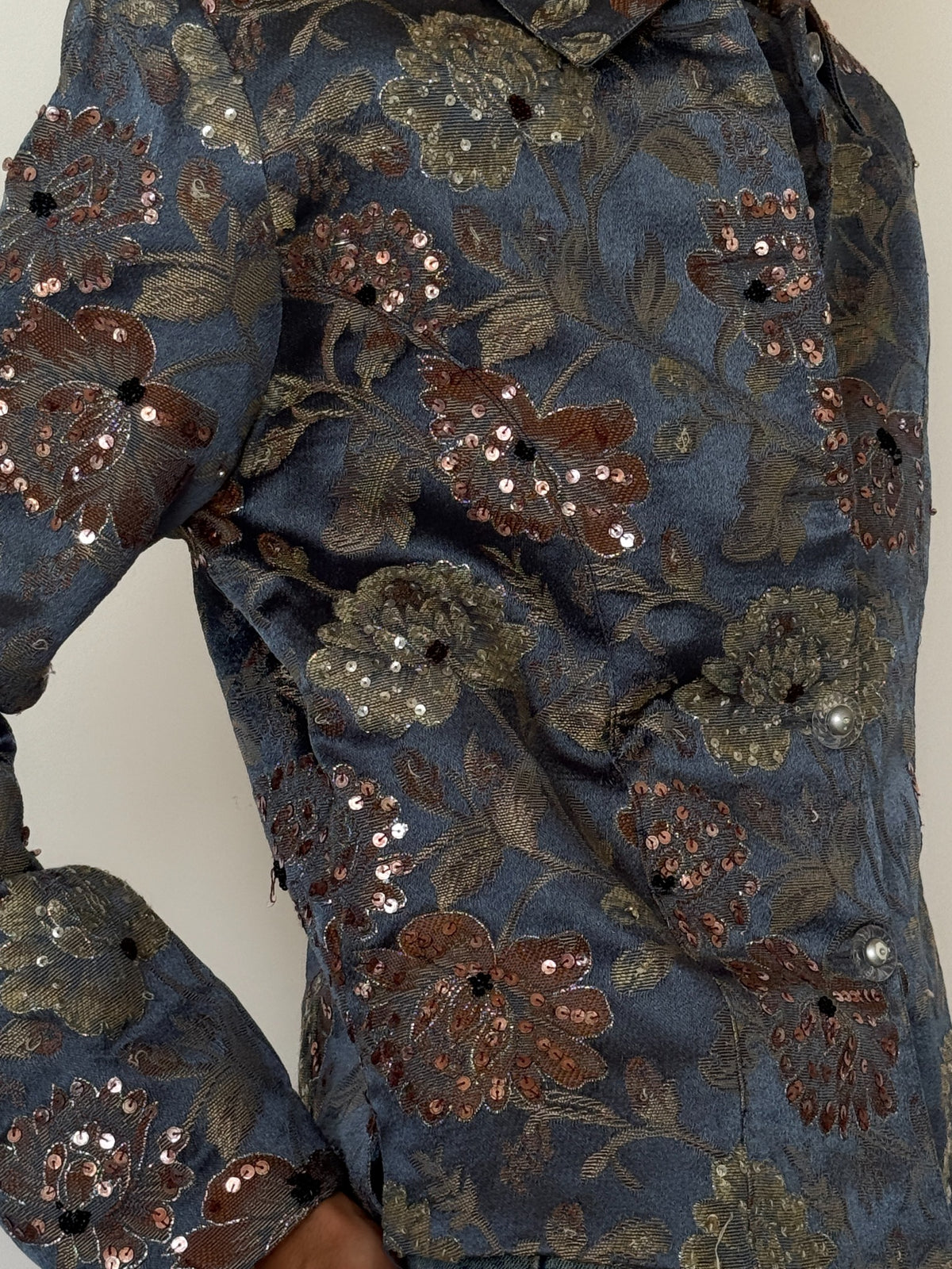 Vintage floral brocade jacket floral and sequin detail