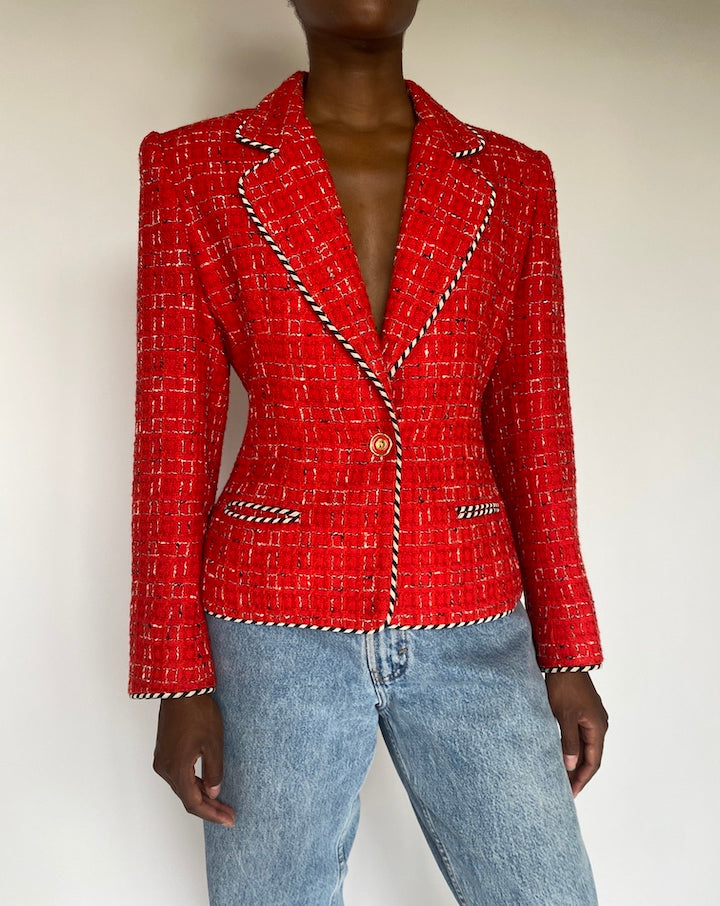 VINTAGE RED TWEED BLAZER 2507