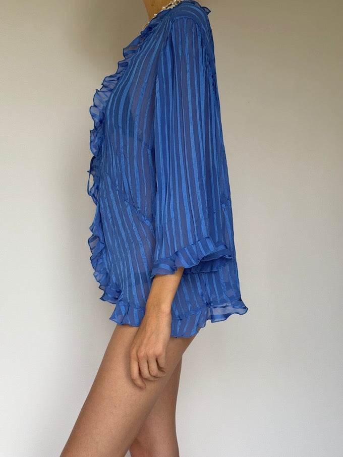 Vintage flowy top blue 6269