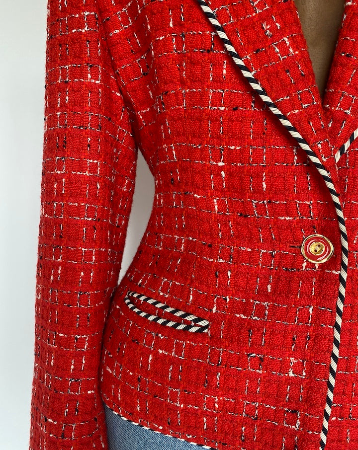 VINTAGE RED TWEED BLAZER 2507