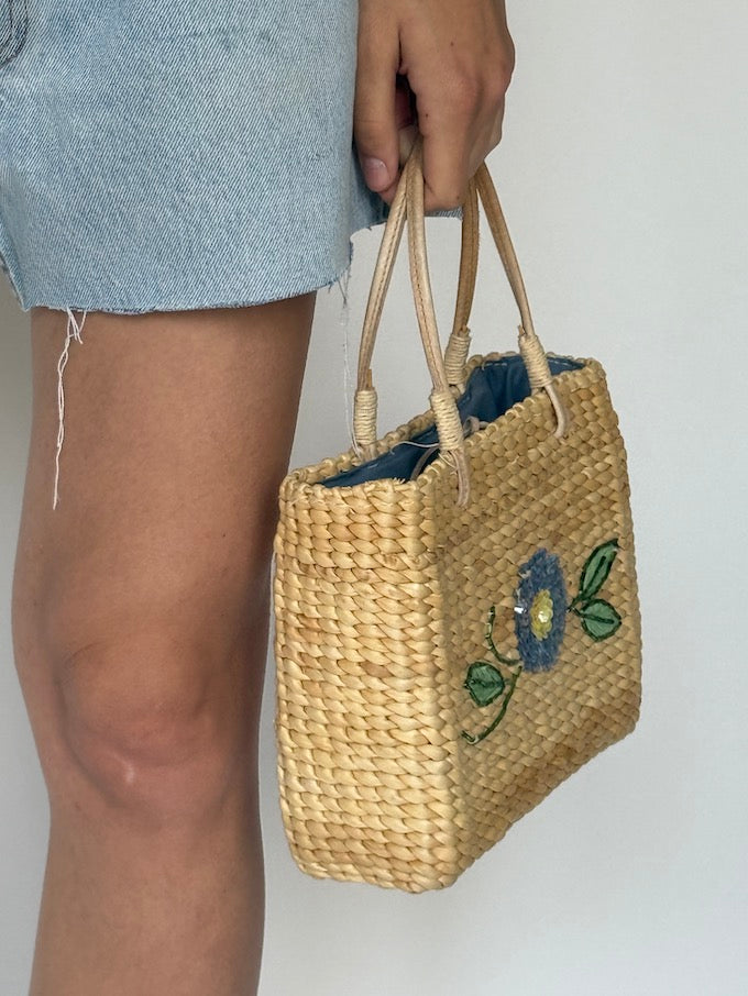 Vintage Woven Floral Straw bag 6270