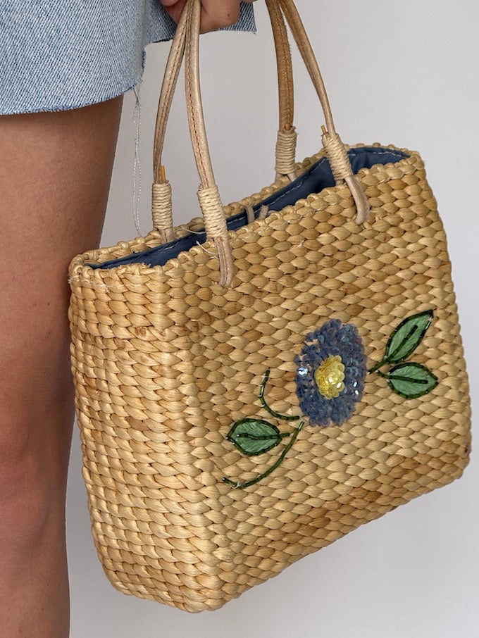 Vintage Woven Floral Straw bag 6270