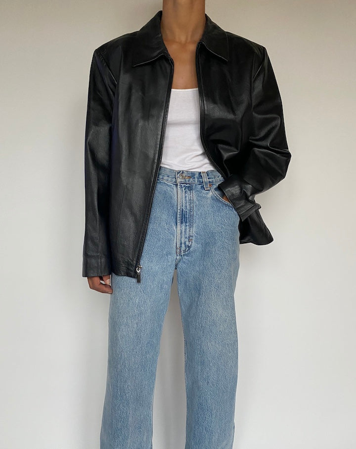 VINTAGE BLACK LEATHER JACKET 2877