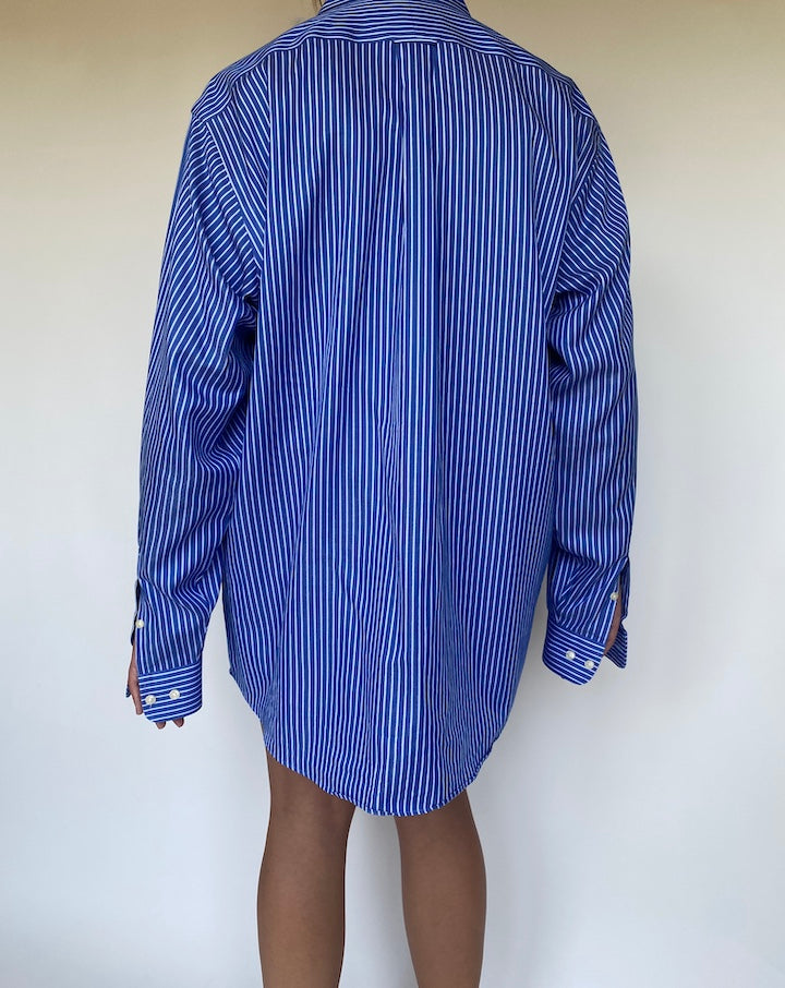 VINTAGE OVERSIZED BLUE STRIPED SHIRT 3395