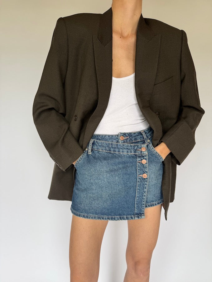 Vintage Brown Double-Breasted Blazer 4448