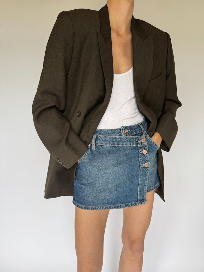 Vintage Brown Double-Breasted Blazer 4448