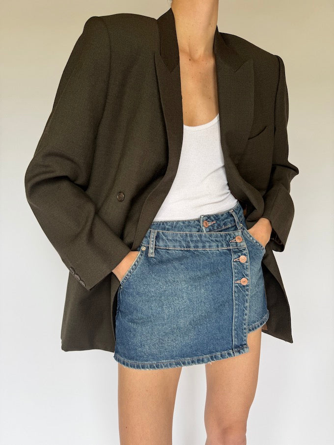 Vintage Brown Double-Breasted Blazer 4448