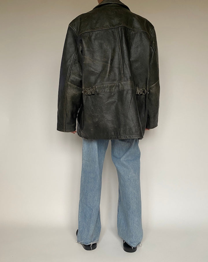 VINTAGE OVERSIZED BLACK LEATHER JACKET 2880