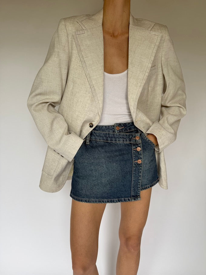 Vintage Oversized Blazer In Oat 5576