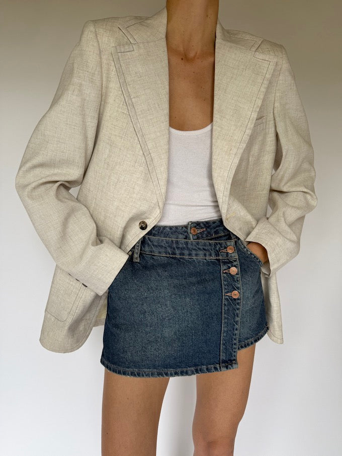 Vintage Oversized Blazer In Oat 5576