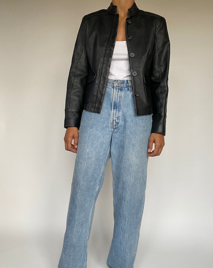 VINTAGE BLACK LEATHER JACKET 2887
