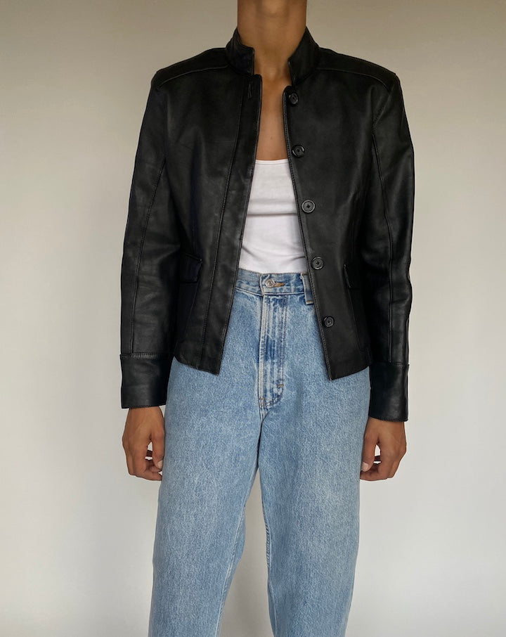VINTAGE BLACK LEATHER JACKET 2887