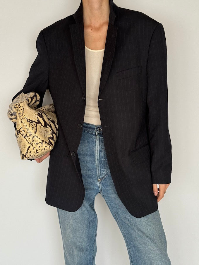 Vintage Pinstripe Blazer Navy