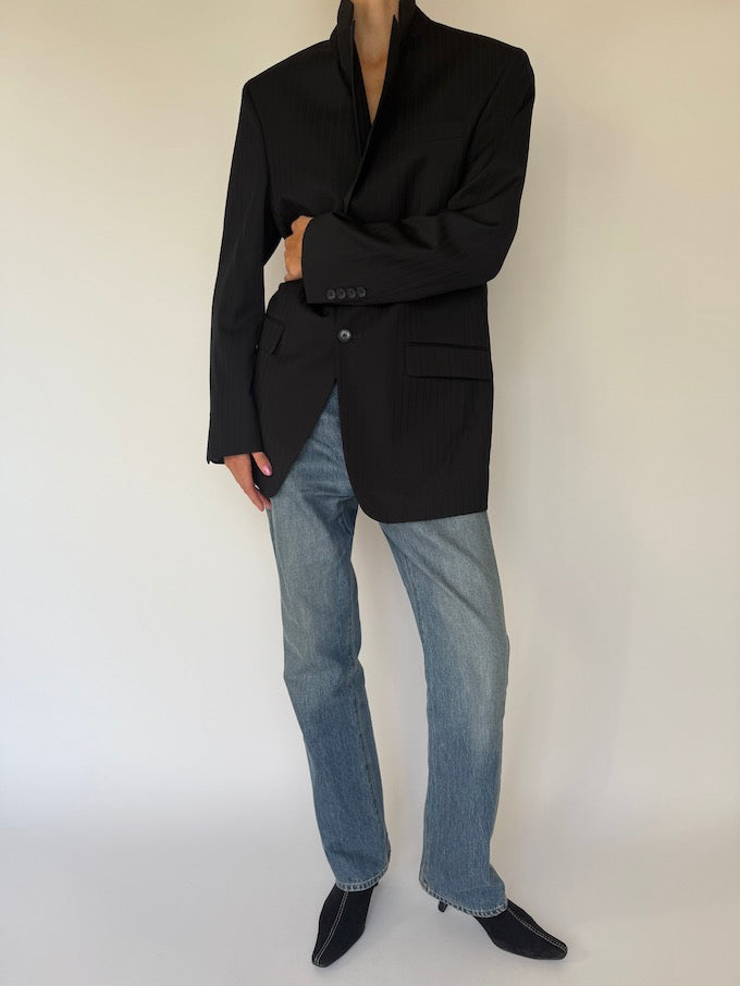 Vintage Striped Wool Blazer 5839