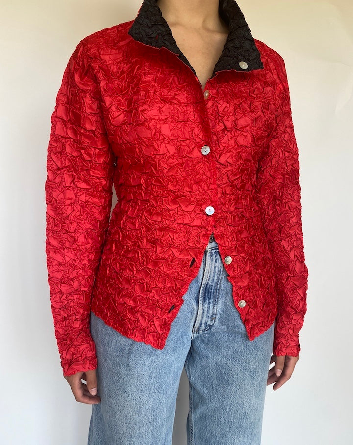 VINTAGE BLACK CRINKLE EFFECT CARDIGAN 3405